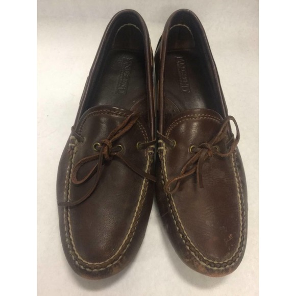 Genuine Fullgrain Leather Moccasin Tie Loafer Brown Tanned Hide 9 1/2M US 43 EU